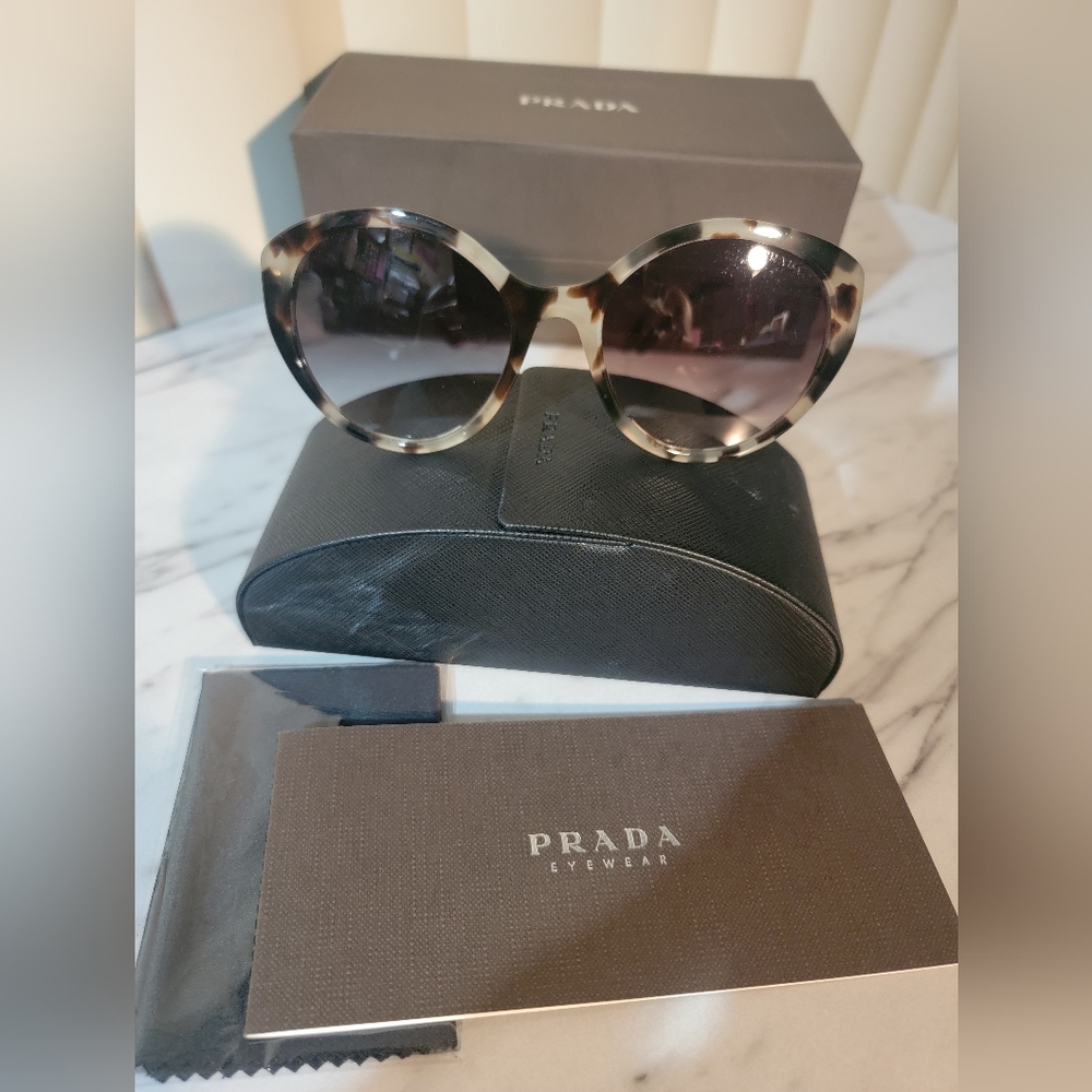 PRADA Shades Cream & Brown Tourtose Shell with Gold trim